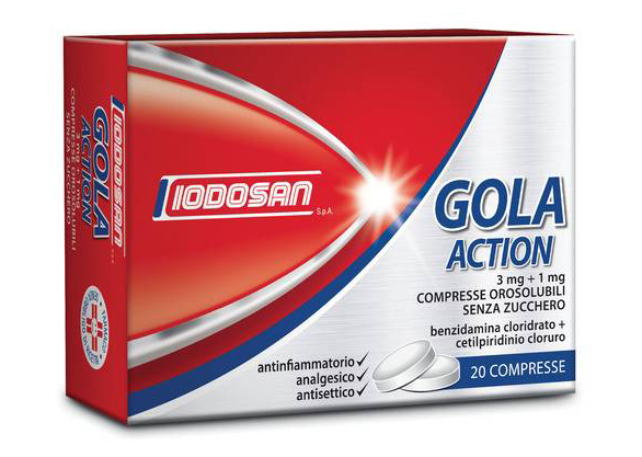 Iodosan Gola Action 3mg+1mg Trattamento Antinfiammatorio Della Gola 20 Compresse Orosolubili Senza Zucchero - Farmacia Rossi2 - Farmacia Rossi 