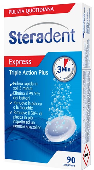 STERADENT TRIPLE ACTION PLUS 90 COMPRESSE PULENTI - Farmacia Rossi2 - Farmacia Rossi 