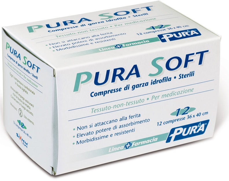 GARZA IN TESSUTO NON TESSUTO PURA SOFT 36X40CM 12 PEZZI - Farmacia Rossi2 - Farmacia Rossi 