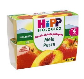 HIPP BIO FRUTTA GRATTUGGIATA MELA PESCA 4X100 G - Farmacia Rossi2 - Farmacia Rossi 