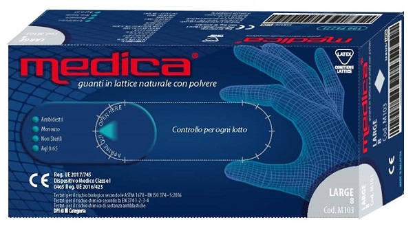 MEDICA GUANTO LATTICE N/STERILE CON POLVERE DM MISURA S 100 PEZZI - Farmacia Rossi2 - Farmacia Rossi 