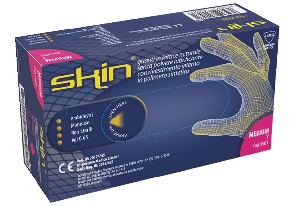 GUANTO IN LATTICE SENZA POLVERE LUBRIFICANTE SKIN M 100 PEZZI - Farmacia Rossi2 - Farmacia Rossi 
