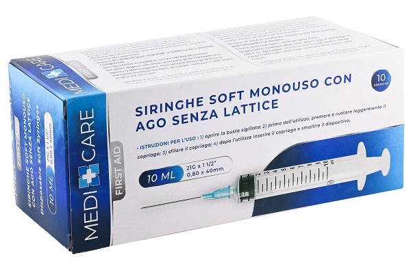 SIRINGA SOFT CAPACITA' 10ML AGO GAUGE 21 CONFEZIONE 10 PEZZI GAMMADIS - Farmacia Rossi2 - Farmacia Rossi 