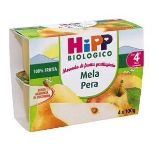 HIPP BIO FRUTTA GRATTUGGIATA MELA PERA 4X100 G - Farmacia Rossi2 - Farmacia Rossi 