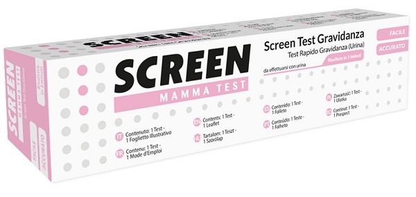 TEST PRECOCE CHE RILEVA L'ORMONE HCG NELL'URINA INDIVIDUANDO LO STATO DI GRAVIDANZA 1 PEZZO SCREEN MAMMA TEST GRAVIDANZA - Farmacia Rossi2 - Farmacia Rossi 