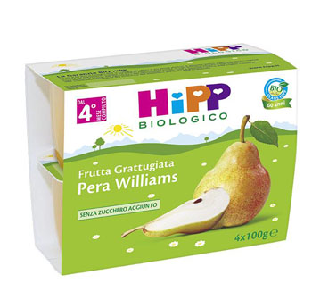 HIPP BIO HIPP BIO FRUTTA GRATTUGGIATA PERA WILLIAMS 4X100 G - Farmacia Rossi2 - Farmacia Rossi 