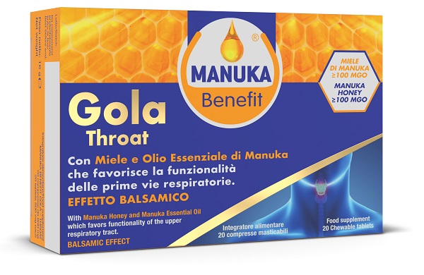 MANUKA BENEFIT GOLA THROAT 20 COMPRESSE MASTICABILI - Farmacia Rossi2 - Farmacia Rossi 