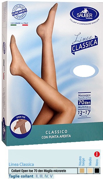SAUBER COLLANT OPEN TOE MAGLIA MICRORETE 70 DEN COLORE MEDIO 3 LINEA CLASSICA - Farmacia Rossi2 - Farmacia Rossi 