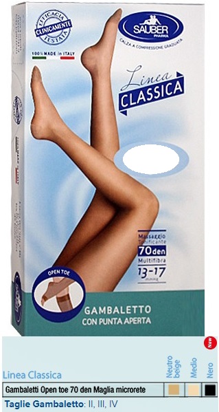SAUBER GAMBALETTO OPEN TOE MAGLIA MICRORETE 70 DEN COLORE MEDIO TAGLIA 4 LINEA CLASSICA - Farmacia Rossi2 - Farmacia Rossi 