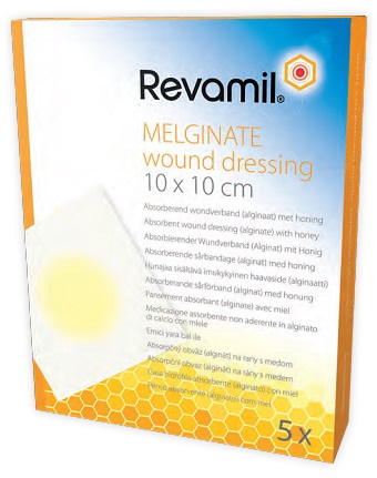GARZA MEDICATA REVAMIL MELGINATE ALGINATO MIELE 10X10 CM 5 PEZZI - Farmacia Rossi2 - Farmacia Rossi 