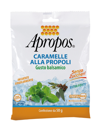 APROPOS CARAMELLE DURE ALLA PROPOLI BALSAMICHE SENZA ZUCCHERO 50 G - Farmacia Rossi2 - Farmacia Rossi 