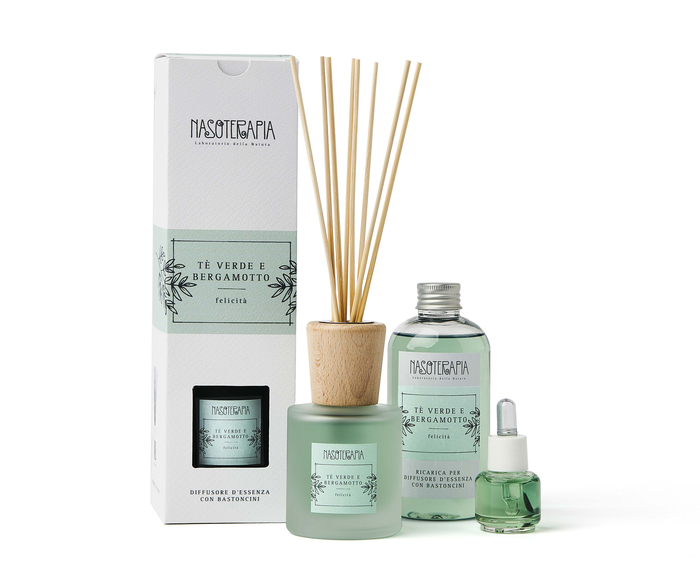 DIFFUSORE BASTONCINI TE' VERDE BERGAMOTTO 100 ML - Farmacia Rossi2 - Farmacia Rossi 
