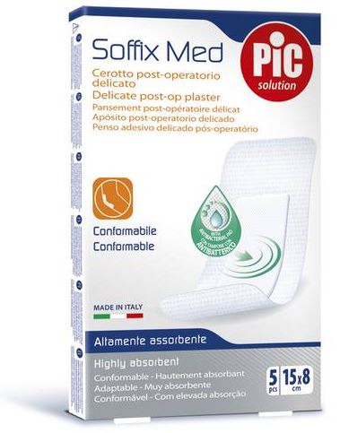 CEROTTO PIC SOFFIX MED IN TNT CON TAMPONE CENTRALE ASSORBENTE STERILE MONOUSO 15X8 CM ANTIBATTERICO 5 PEZZI - Farmacia Rossi2 - Farmacia Rossi 
