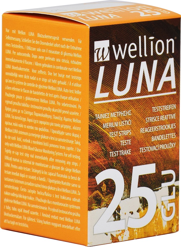 WELLION LUNA 25 STRIPS STRISCE PER MISURAZIONE GLICEMIA - Farmacia Rossi2 - Farmacia Rossi 