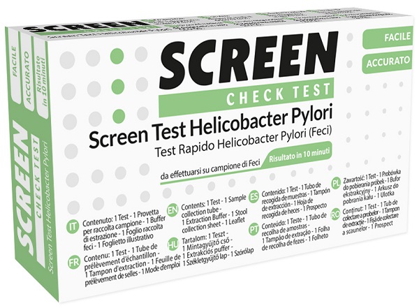 TEST RAPIDO PER L'INDIVIDUAZIONE DEGLI ANTIGENI HELICOBACTER PYLORI NELLE FECI UMANE SCREEN CHECK TEST HELICOBACTER/PYLORI - Farmacia Rossi2 - Farmacia Rossi 