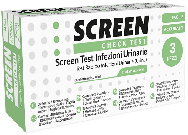 TEST PER L'INDIVIDUAZIONE RAPIDA DI LEUCOCITI SANGUE NITRITO E PROTEINA NELL'URINA SCREEN CHECK TEST INFEZIONI VIE URINARIE 3 PEZZI - Farmacia Rossi2 - Farmacia Rossi 