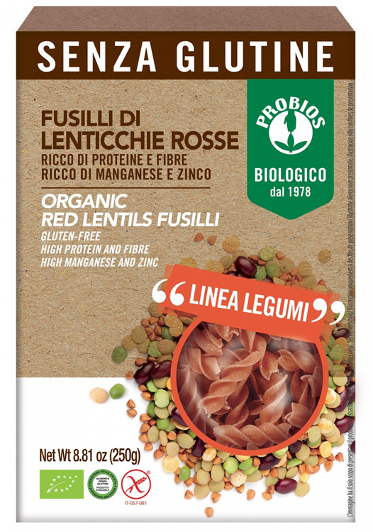 SPECIALITA' 100% LEGUMI FUSILLI LENTICCHIE ROSSE 250 G - Farmacia Rossi2 - Farmacia Rossi 