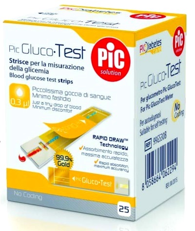 STRISCE MISURAZIONE GLICEMIA PIC GLUCOTEST 25 PEZZI - Farmacia Rossi2 - Farmacia Rossi 