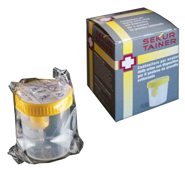 CONTENITORE PER URINA SEKUR TRAINER CON TAPPO A VITE E SONDA PER PRELIEVO DA PROVETTA SOTTOVUOTO 120ML - Farmacia Rossi2 - Farmacia Rossi 