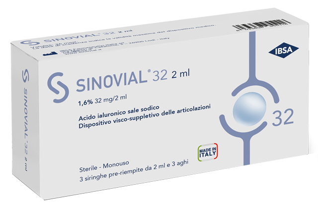 SIRINGA INTRA-ARTICOLARE SINOVIAL 32 ACIDO IALURONICO 1,6% 32 MG/2 ML 1 FS + AGO GAUGE 21 3 PEZZI - Farmacia Rossi2 - Farmacia Rossi 