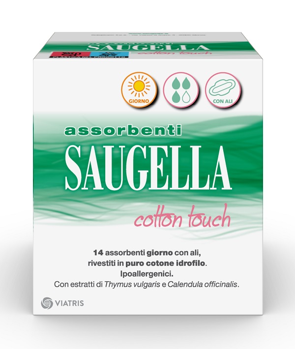 SAUGELLA COTTON TOUCH ASSORBENTI GIORNO CON ALI 14 PEZZI - Farmacia Rossi2 - Farmacia Rossi 
