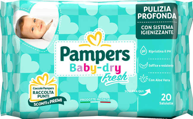 SALVIETTINE UMIDIFICATE PAMPERS BABY FRESH 30% + CONSISTENTE 20 PEZZI - Farmacia Rossi2 - Farmacia Rossi 