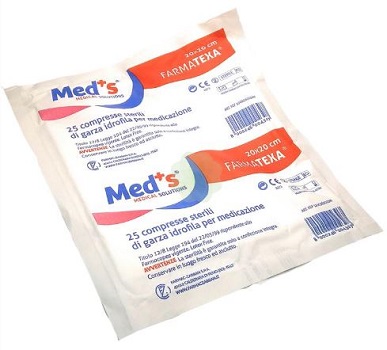 GARZA COMPRESSA MEDS FARMATEXA IDROFILA 12/8 20X20CM 25 PEZZI - Farmacia Rossi2 - Farmacia Rossi 