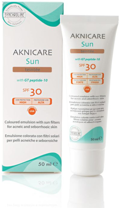CREMA COLORATA PROTETTIVA SOLARE PER PELLE ACNEICA AKNICARE SUN TEINTEE' DORE' TUBETTO 50 ML - Farmacia Rossi2 - Farmacia Rossi 