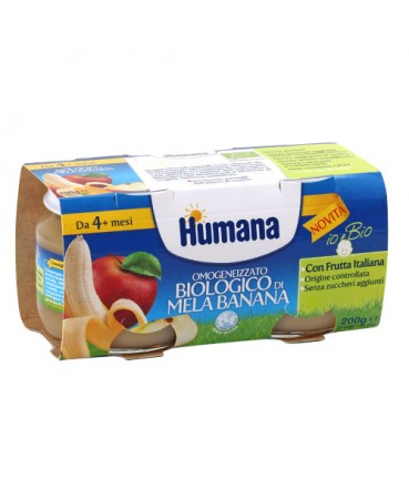 HUMANA OMOGENEIZZATO MELA/BANANA BIO 2 VASETTI 100 G - Farmacia Rossi2 - Farmacia Rossi 