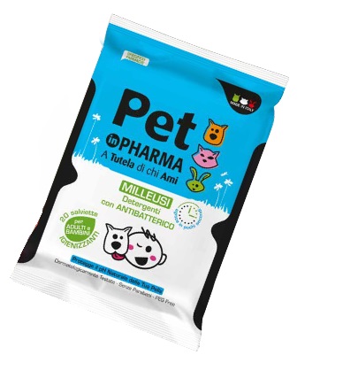 PET IN PHARMA SALVIETTE UMIDIFICATE IGIENIZZANTI CON ANTIBATTERICO PER ADULTI E BAMBINI 20 PEZZI - Farmacia Rossi2 - Farmacia Rossi 