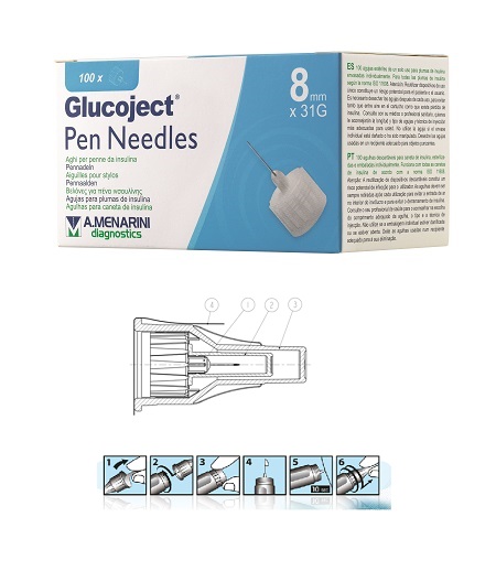 AGO PER PENNA DA INSULINA GLUCOJECT LUNGHEZZA 8 MM GAUGE 31 100 PEZZI - Farmacia Rossi2 - Farmacia Rossi 