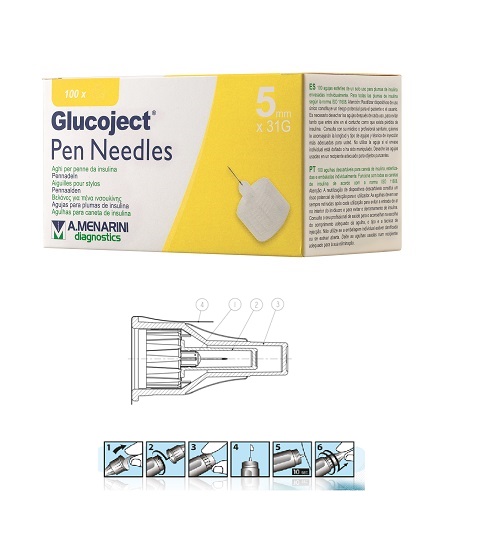 AGO PER PENNA DA INSULINA GLUCOJECT LUNGHEZZA 5 MM GAUGE 31 100 PEZZI - Farmacia Rossi2 - Farmacia Rossi 