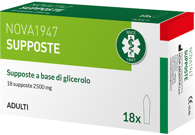 NOVA1947 GLICEROLO 2500MG SUPPOSTE ADULTI 18 PEZZI - Farmacia Rossi2 - Farmacia Rossi 
