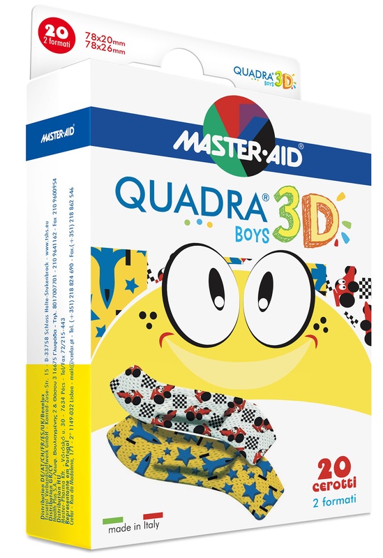 CEROTTO MASTER-AID QUADRA 3D BOYS 20 PEZZI ASSORTITI - Farmacia Rossi2 - Farmacia Rossi 