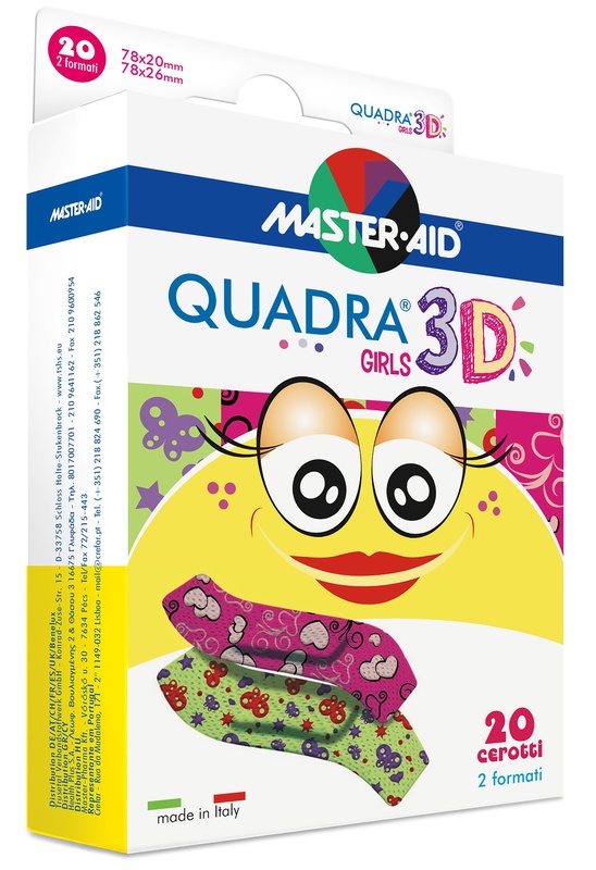 CEROTTO MASTER-AID QUADRA 3D GIRLS 20 PEZZI ASSORTITI - Farmacia Rossi2 - Farmacia Rossi 