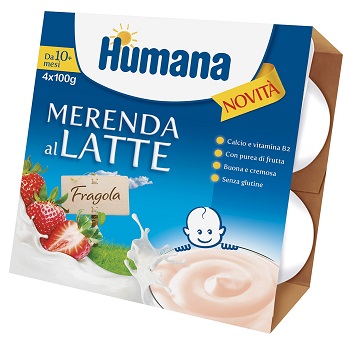 HUMANA MERENDA AL LATTE GUSTO FRAGOLA 100 G 4 PEZZI - Farmacia Rossi2 - Farmacia Rossi 