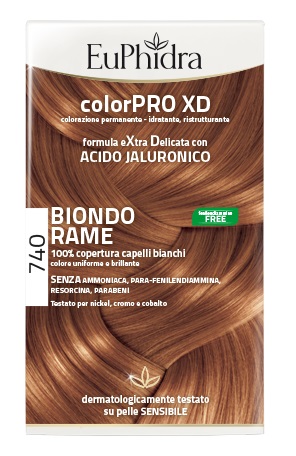 EUPHIDRA COLORPRO XD 740 BIONDO RAME GEL COLORANTE CAPELLI IN FLACONE + ATTIVANTE + BALSAMO + GUANTI - Farmacia Rossi2 - Farmacia Rossi 