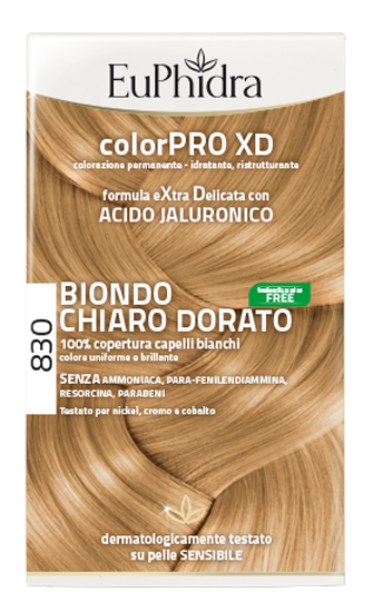 EUPHIDRA COLORPRO XD 830 BIONDO CHIARO DORATO GEL COLORANTE CAPELLI IN FLACONE + ATTIVANTE + BALSAMO + GUANTI - Farmacia Rossi2 - Farmacia Rossi 