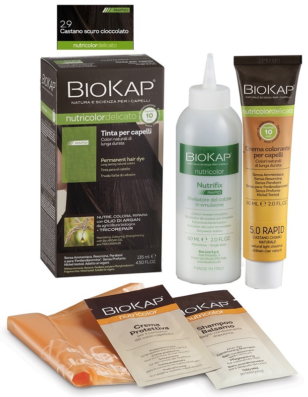 BIOS LINE  BIOKAP NUTRICOLOR DELICATO RAPID TINTA 2,9 CASTANO SCURO CIOCCOLATO 135 ML - Farmacia Rossi2 - Farmacia Rossi 