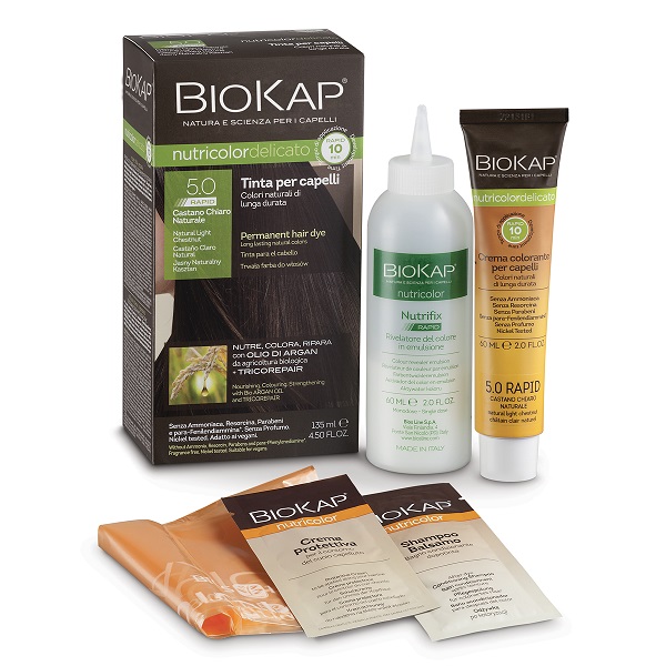 BIOS LINE  BIOKAP NUTRICOLOR DELICATO RAPID TINTA 5,0 CASTANO CHIARO NATURALE 135 ML - Farmacia Rossi2 - Farmacia Rossi 