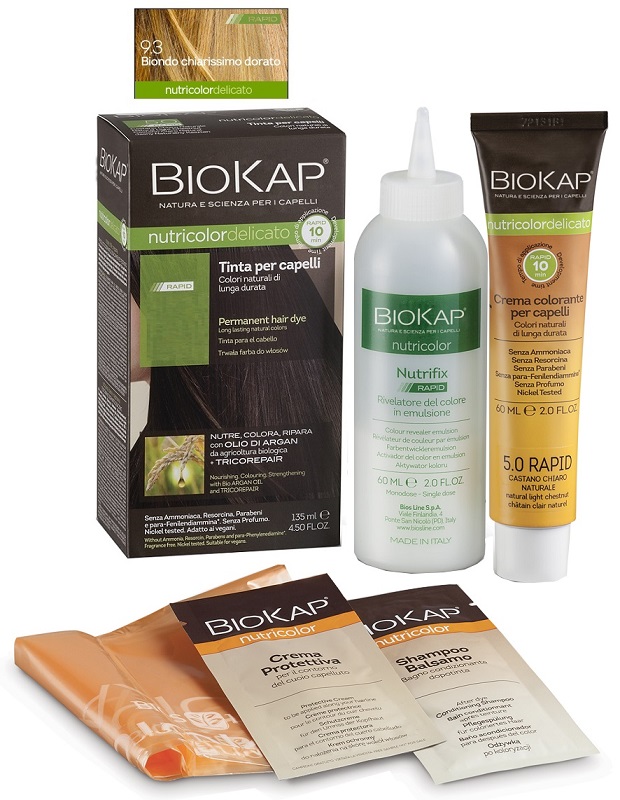 BIOS LINE  BIOKAP NUTRICOLOR DELICATO RAPID TINTA 9,3 BIONDO CHIARISSMO DORATO 135 ML - Farmacia Rossi2 - Farmacia Rossi 