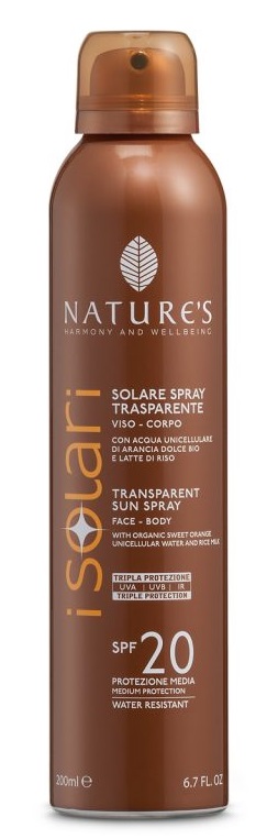 NATURES I SOLARI SPRAY TRASPARENTE SPF20 200 ML - Farmacia Rossi2 - Farmacia Rossi 