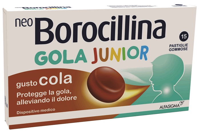 NEOBOROCILLINA GOLA JUNIOR 15 PASTIGLIE COLA - Farmacia Rossi2 - Farmacia Rossi 