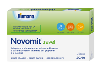 NOVOMIT TRAVEL 12 GOMME DA MASTICARE GUSTO ARANCIA - Farmacia Rossi2 - Farmacia Rossi 