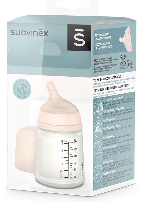 SUAVI BIBERON SPECIALE ALLATTAMENTO ZERO ZERO 180 ML TAGLIA UNICA - Farmacia Rossi2 - Farmacia Rossi 