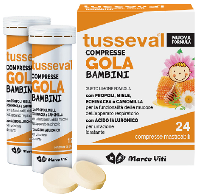 TUSSEVAL GOLA BAMBINI 24 COMPRESSE - Farmacia Rossi2 - Farmacia Rossi 