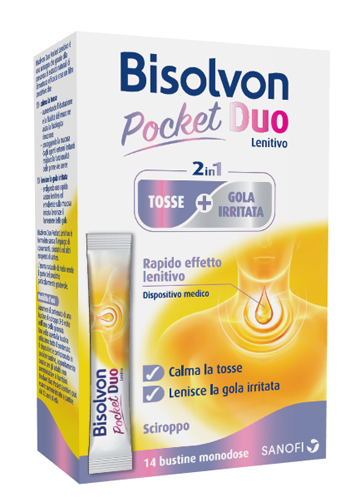 BISOLVON DUO POCKET LENITIVO TOSSE + GOLA IRRITATA A BASE DI MIELE E ALTEA 14 BUSTINE MONODOSE 10 ML - Farmacia Rossi2 - Farmacia Rossi 