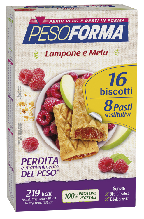 PESOFORMA BISCOTTI LAMPONE/MELA 8 PASTI 16 BISCOTTI - Farmacia Rossi2 - Farmacia Rossi 