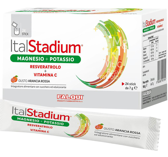 ITALSTADIUM MAGNESIO POTASSIO RESVERATOLO VITAMINA C ARANCIA ROSSA 24 STICK - Farmacia Rossi2 - Farmacia Rossi 