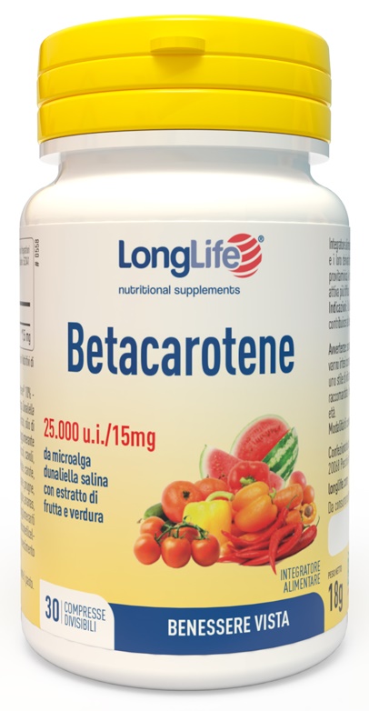 LONGLIFE BETACAROTENE 25000 UI 30 COMPRESSE - Farmacia Rossi2 - Farmacia Rossi 